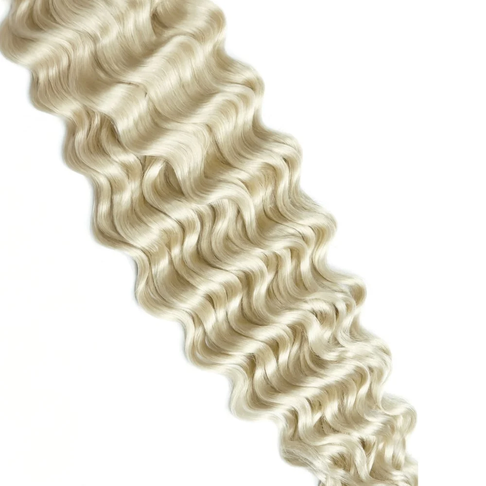 Curly Full Head Remy Clip in Human Hair Extensions - Ice Blonde - Image 4