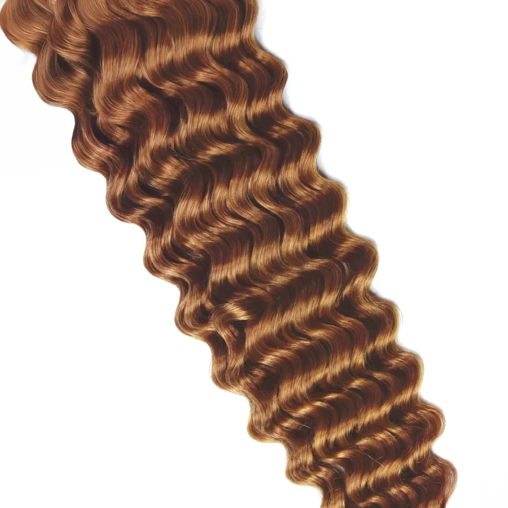 Light Auburn (#30) Curly Clip In Hair Extensions - Image 4
