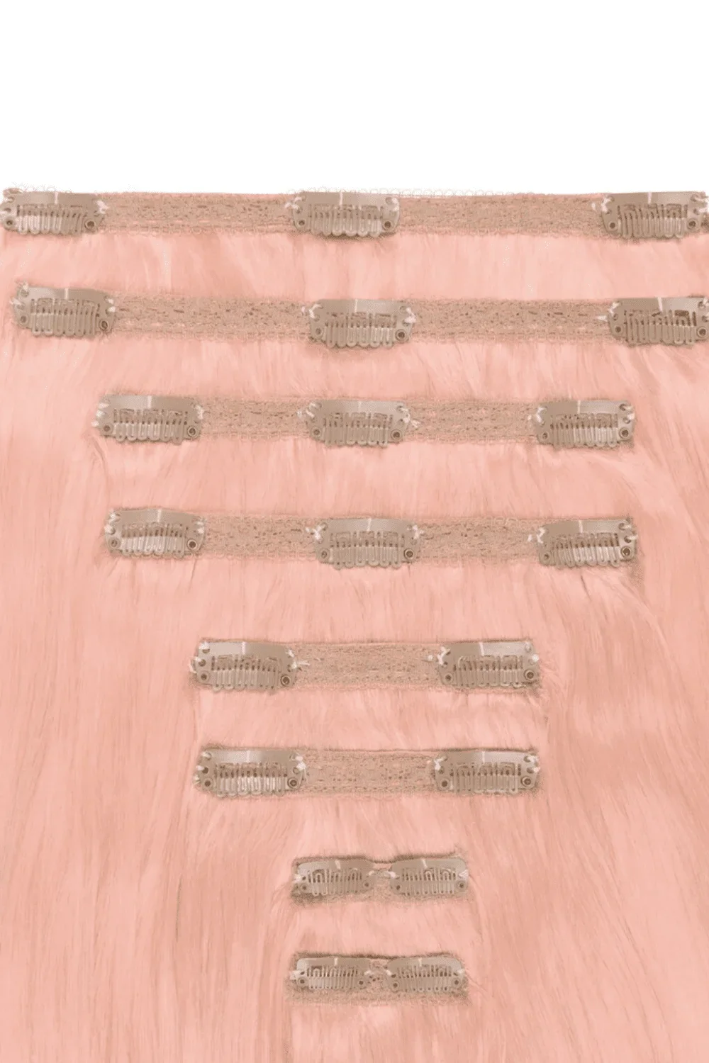 Double Wefted Full Head Remy Clip in Human Hair Extensions - Pastel Pink - Image 2