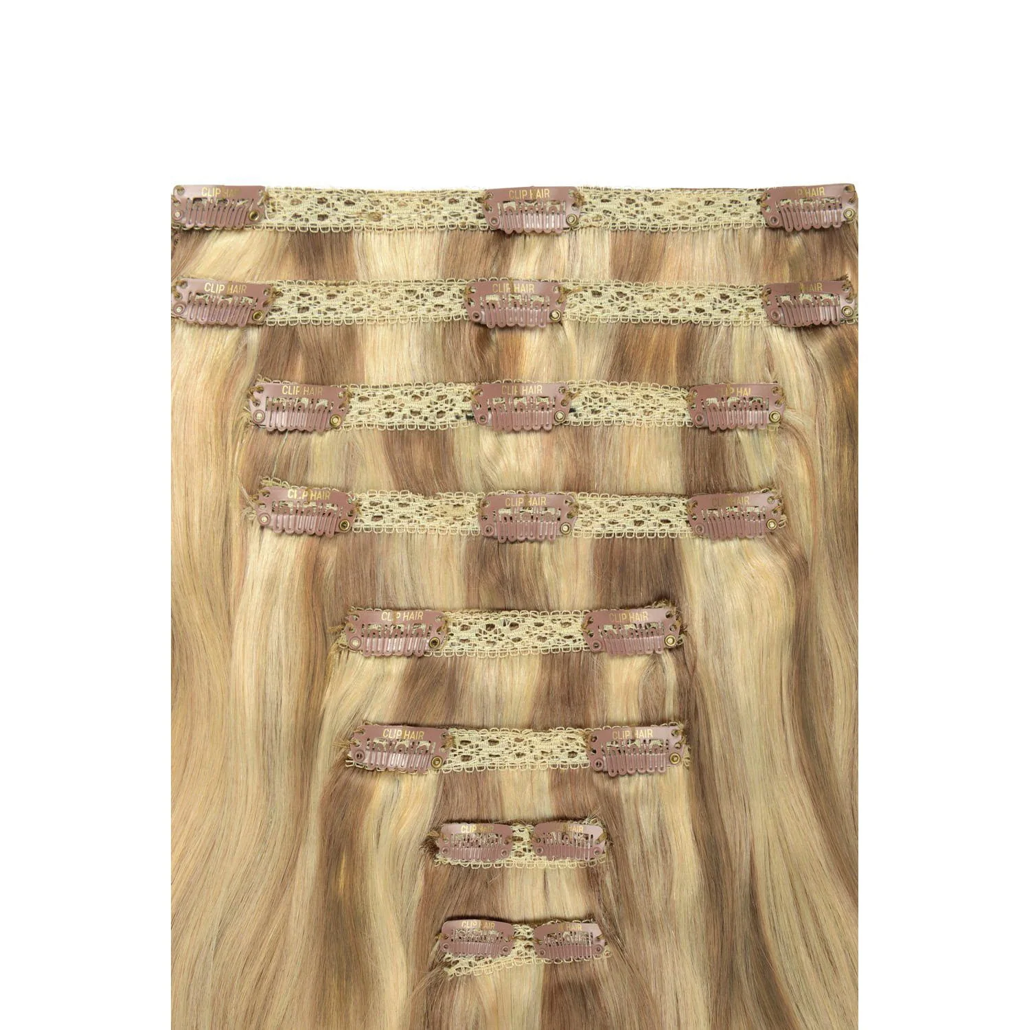 Double Wefted Full Head Remy Clip in Human Hair Extensions - Biscuit Blondey (#18/613) - Image 2