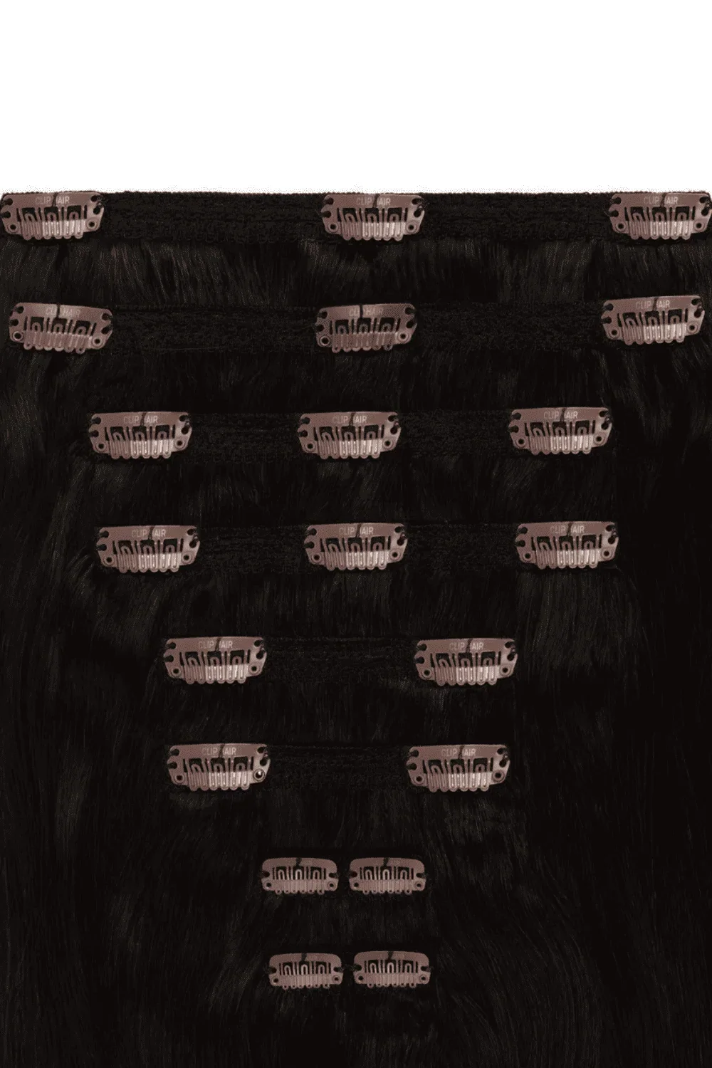 Double Wefted Full Head Remy Clip in Human Hair Extensions - Darkest Brown (#2) - Image 2