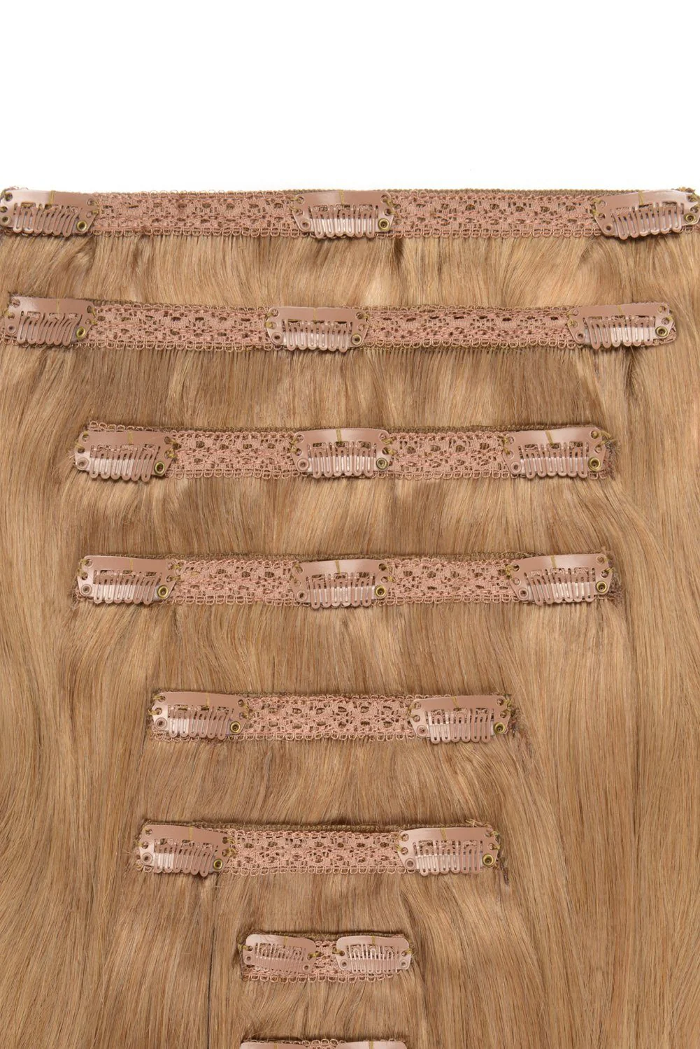 Double Wefted Full Head Remy Clip in Human Hair Extensions - Lightest Brown (#18) - Image 2