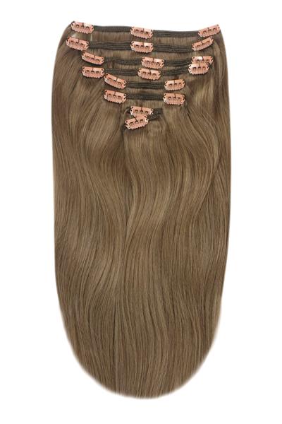 Ash Brown (#9) Full Head Clip In Hair Extensions