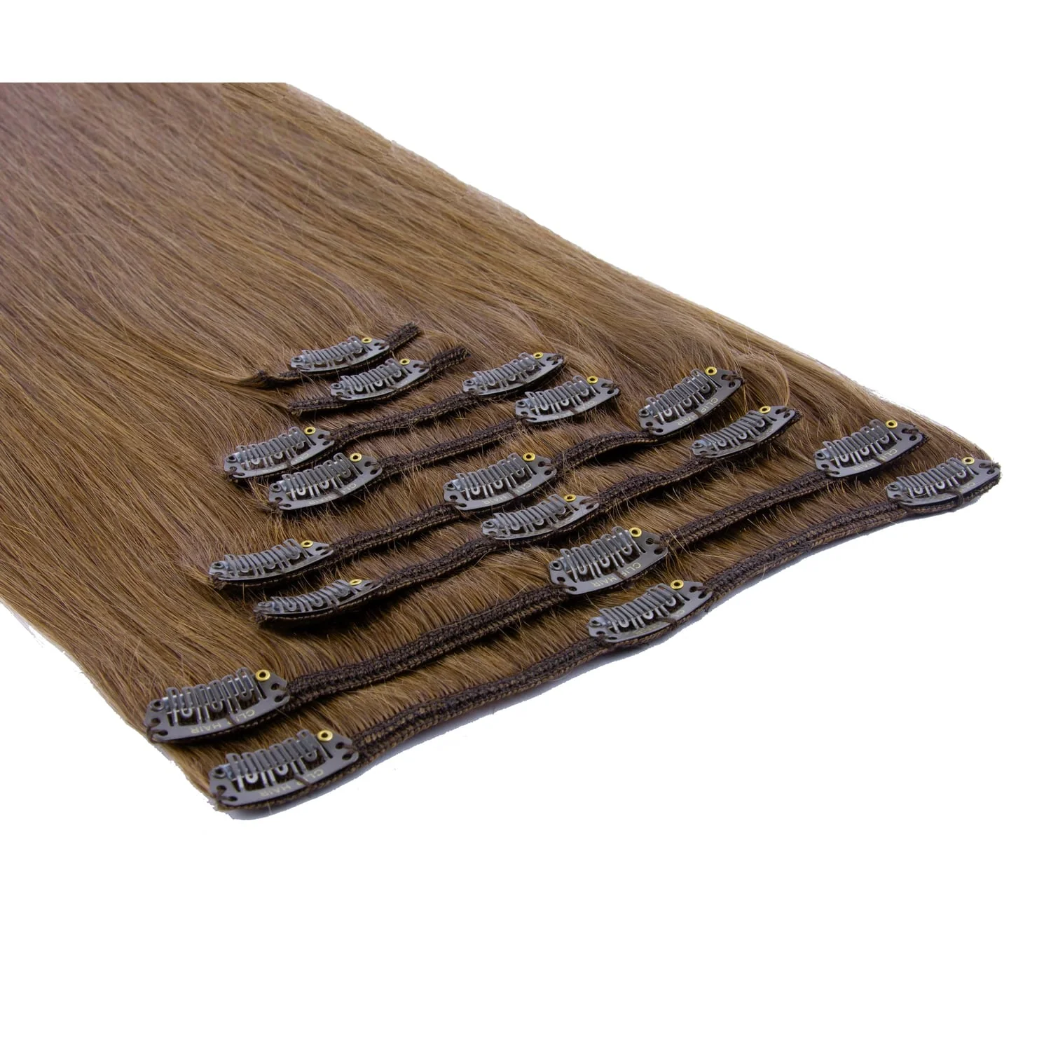Medium Ash Brown (#8) Full Head Clip In Hair Extensions