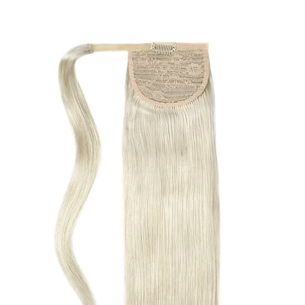 Ice Blonde Straight Up Wrap Around Ponytail Extension - Image 2