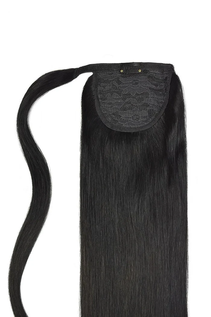 Jet Black (#1) Straight Up Wrap Around Ponytail Extension - Image 2