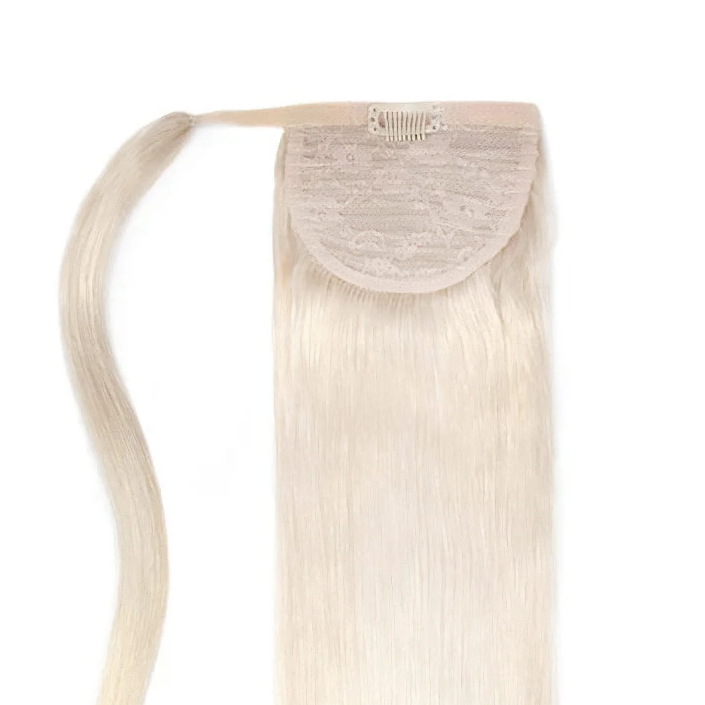 Lightest Blonde (#60) Straight Up Wrap Around Ponytail Extension - Image 2