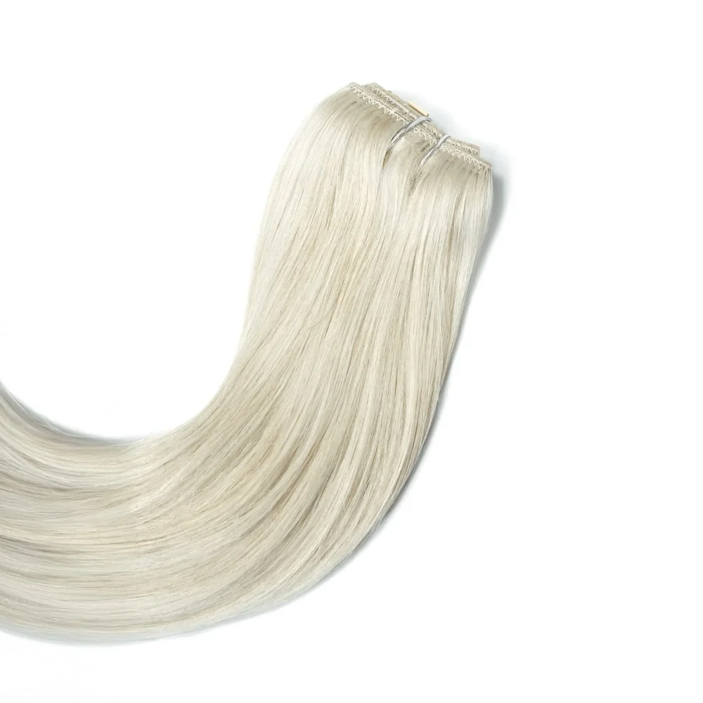 Ice Blonde Quad Weft Clip In One Piece Hair Extensions - Image 5
