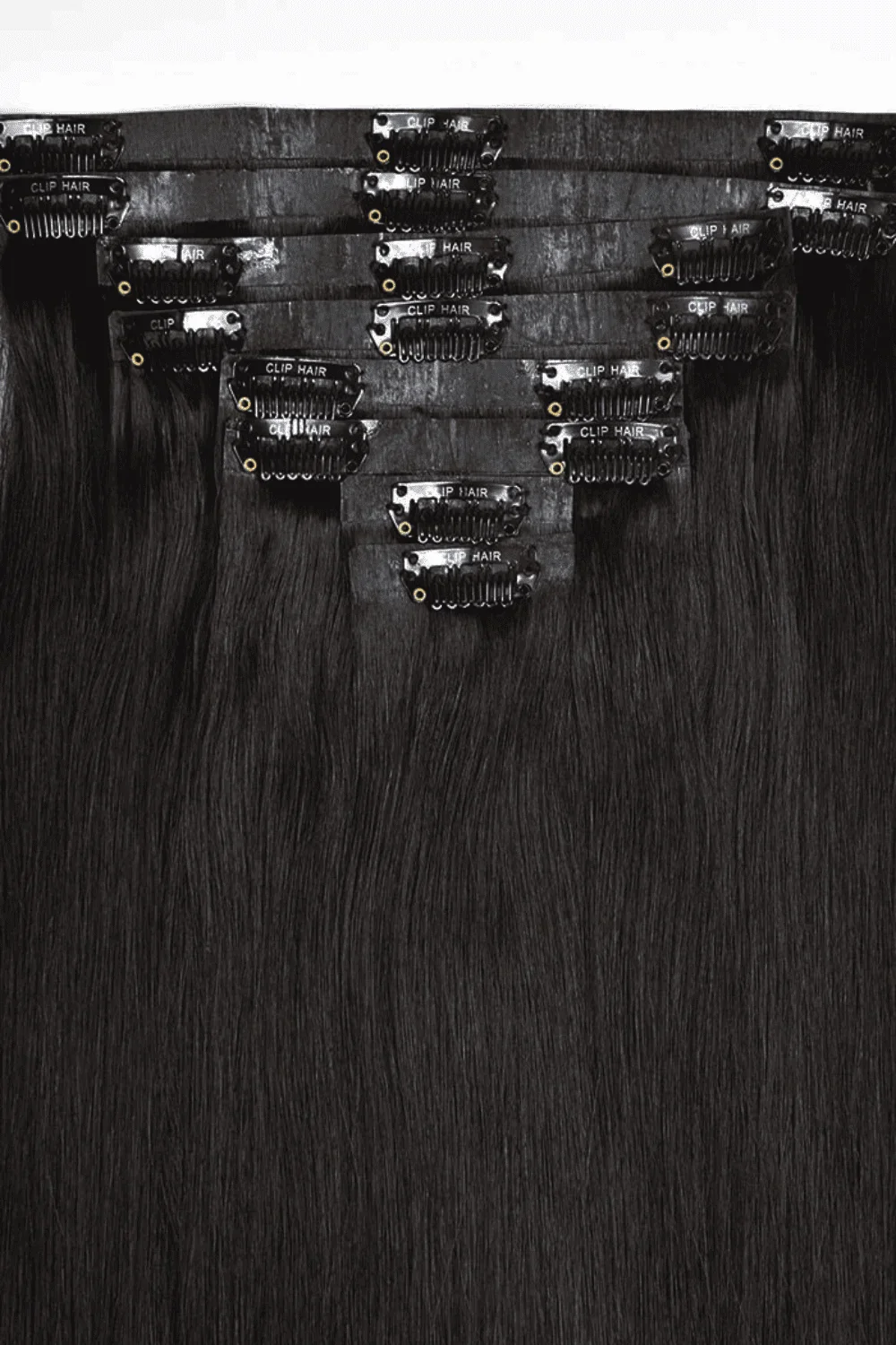 Darkest Brown (#2) Double Drawn Seamless Clip In Hair Extensions - Image 2