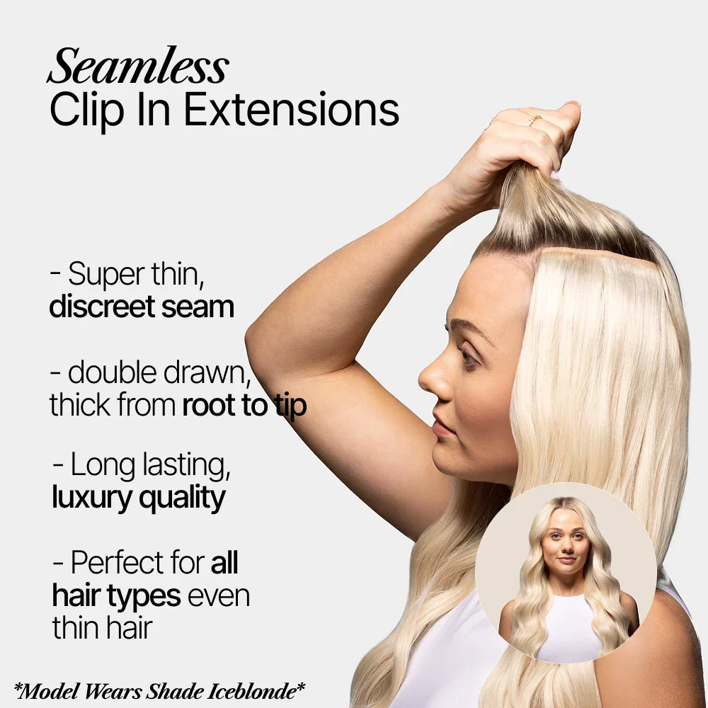 Light Auburn (#30) Double Drawn Seamless Clip In Hair Extensions - Image 3