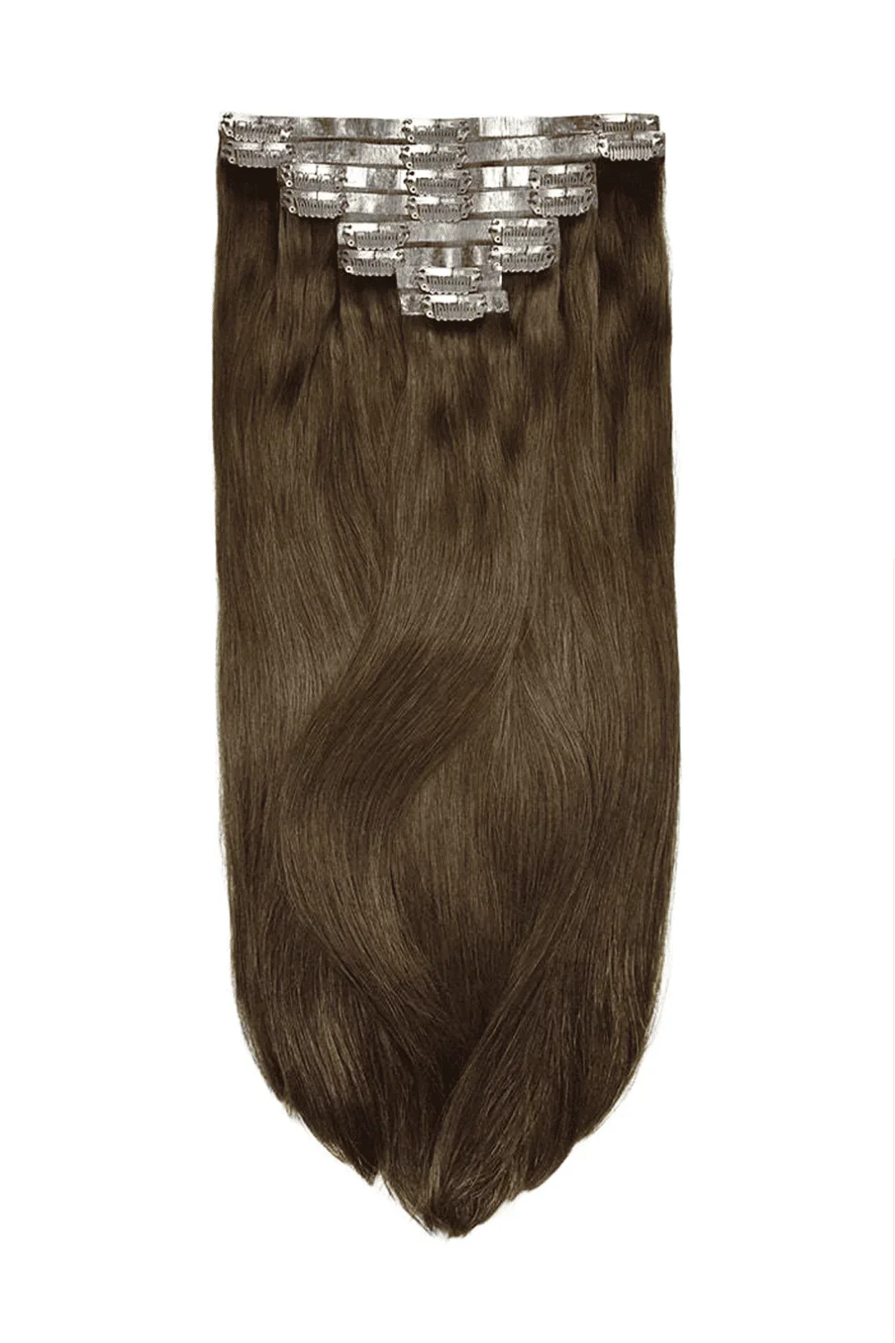 Medium Brown (#4) Double Drawn Seamless Clip In Hair Extensions