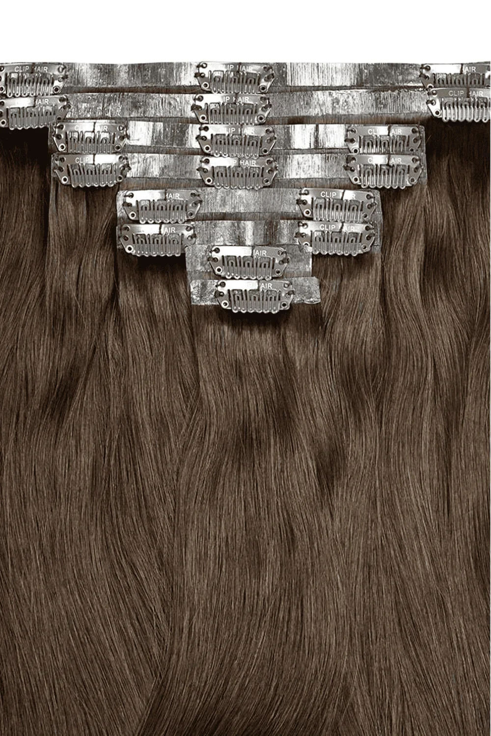 Medium Brown (#4) Double Drawn Seamless Clip In Hair Extensions - Image 2