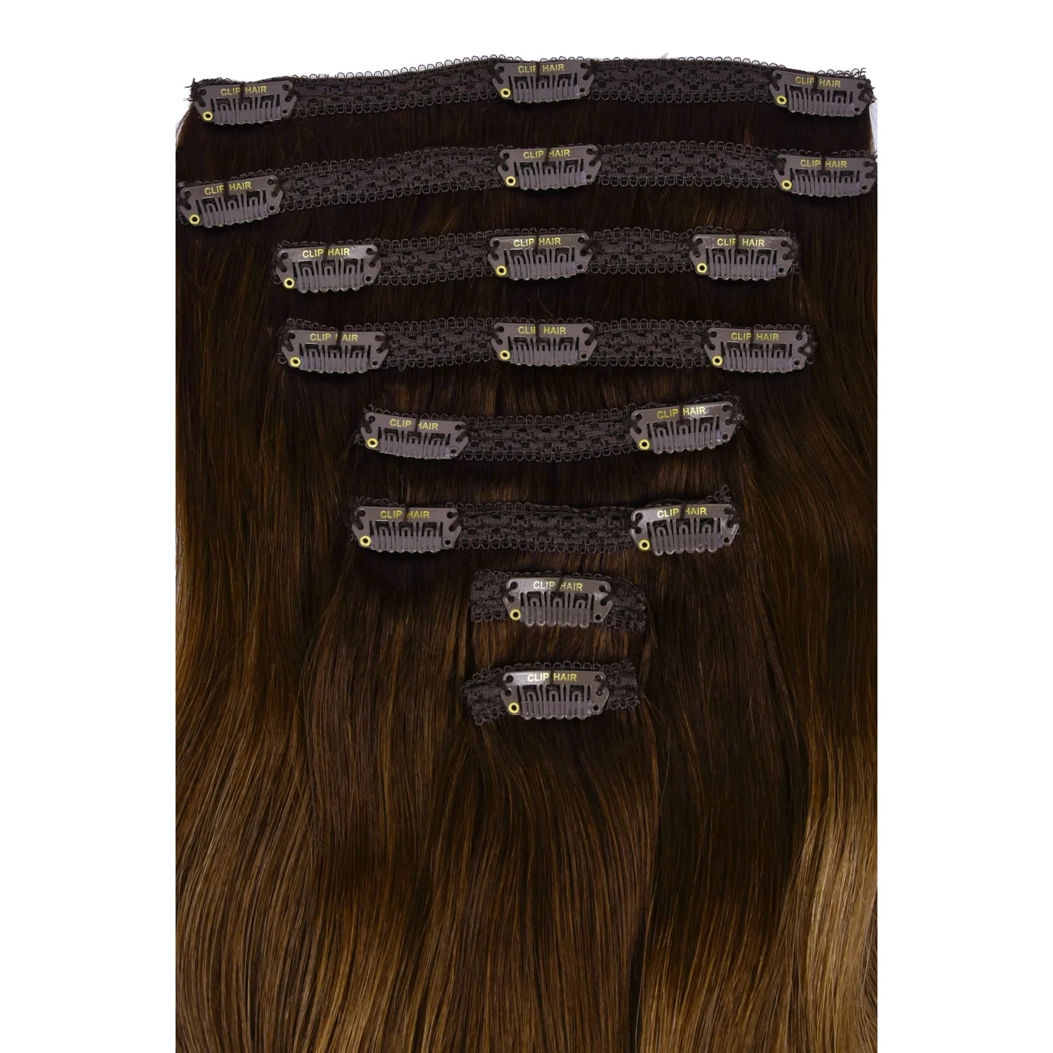 Toasted Chestnut Melt Double Wefted Full Head Clip In Hair Extensions - Image 2
